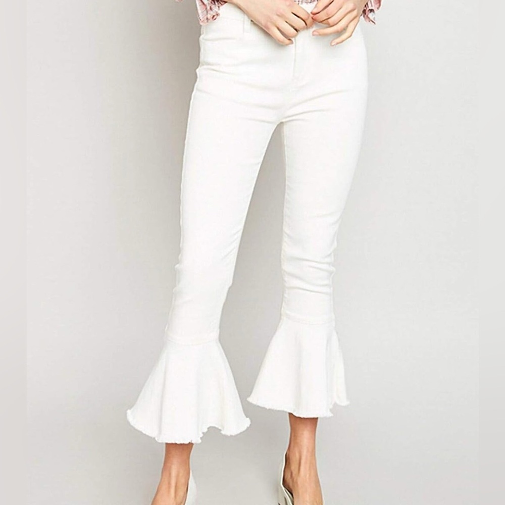 NWT Chic Flare Fringe Jeans Large